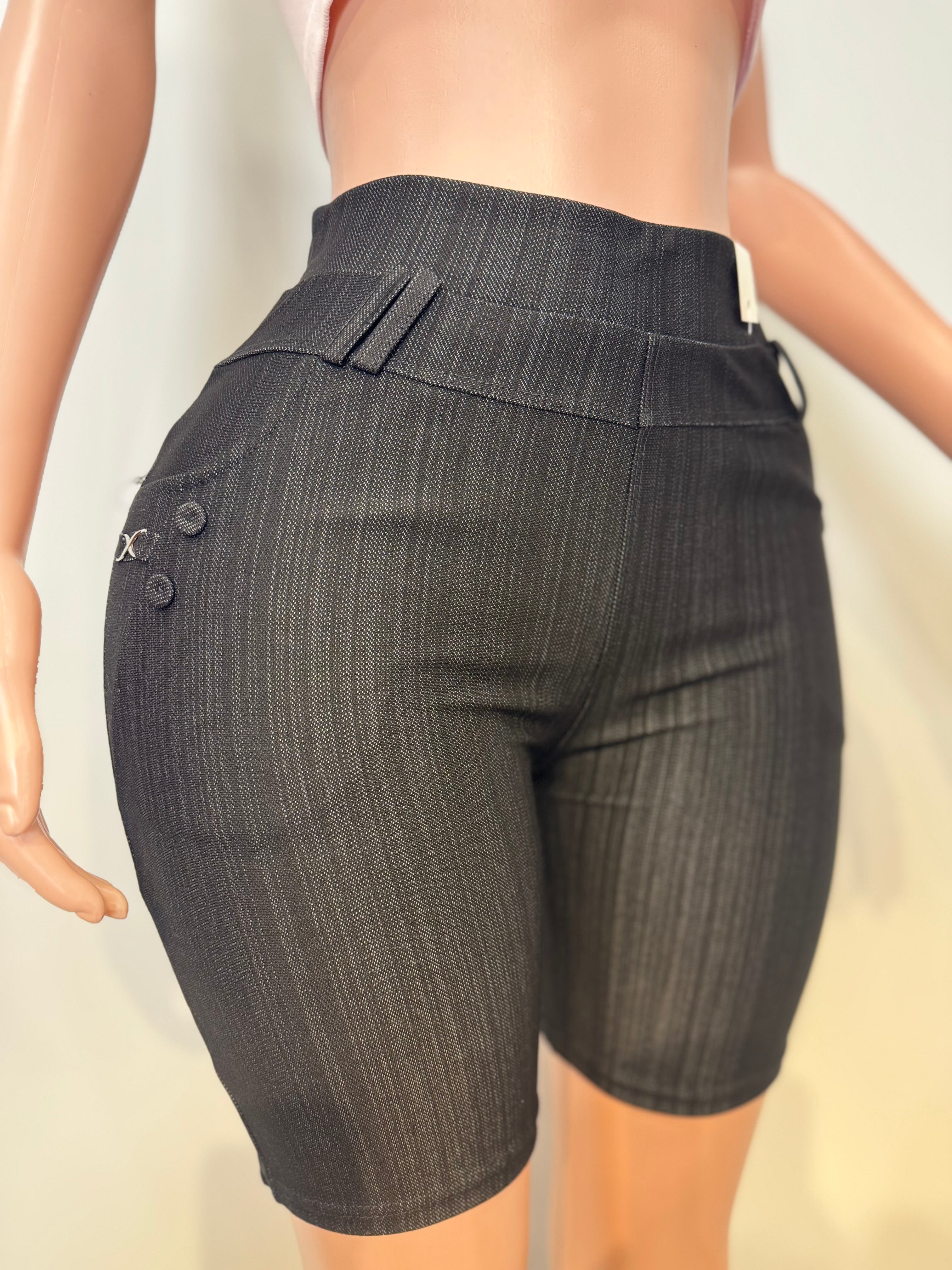 NZ503 Dark Boss Mode Pinstripe Biker Shorts