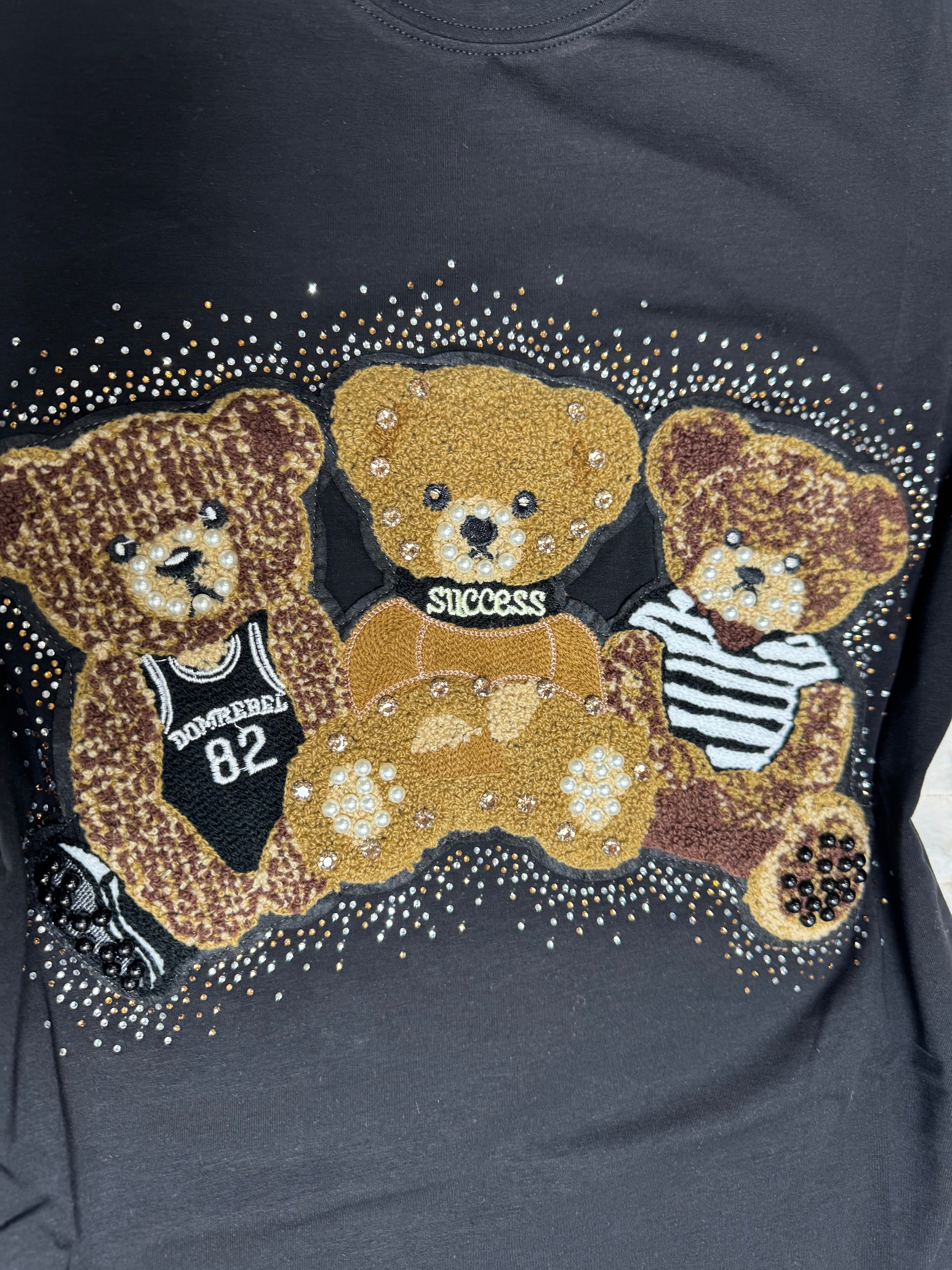 N1195 Triple Threat Teddy Glam Tee with Rhinestones