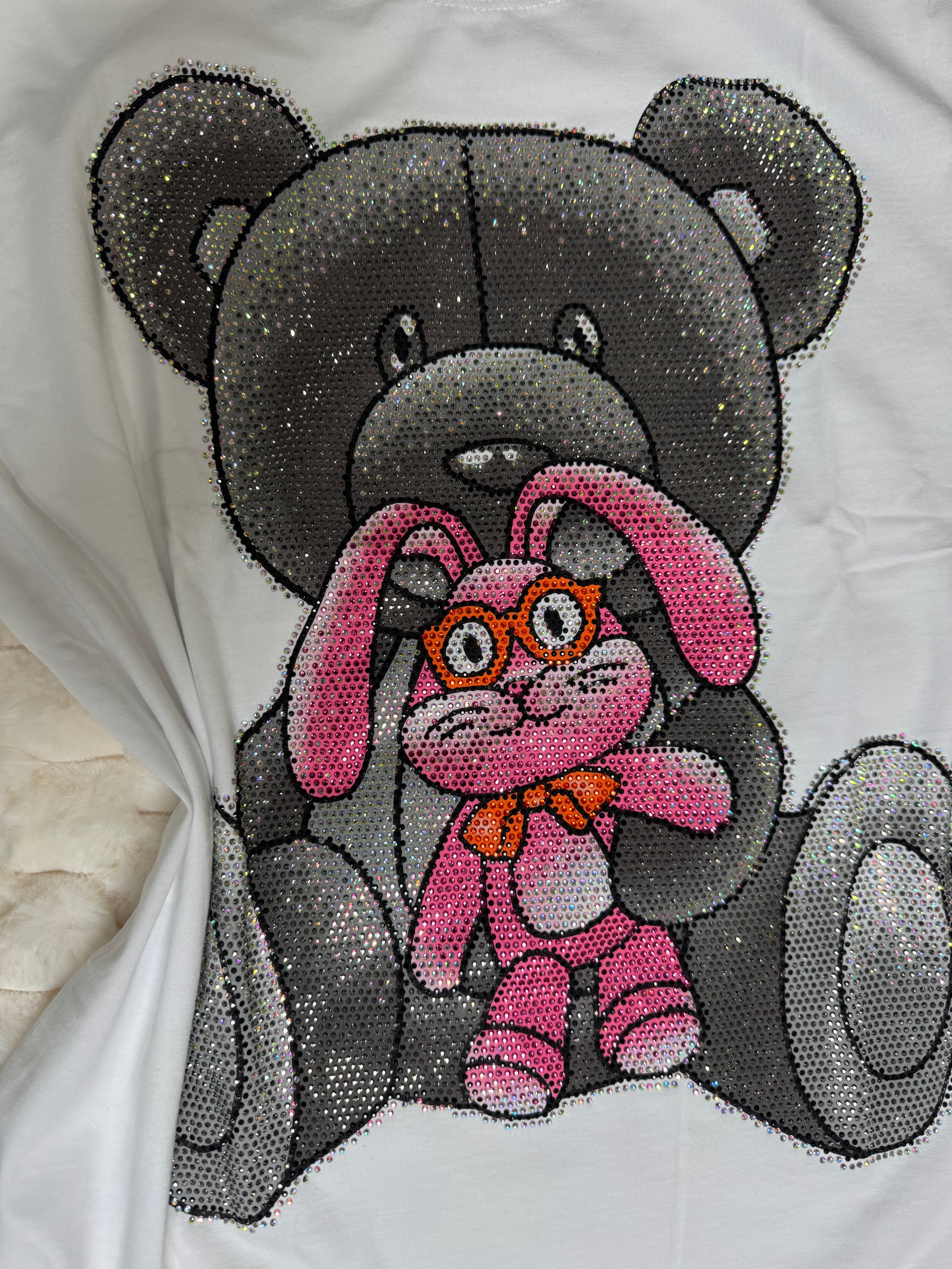 K10010 Cuddle Sparkle Duo Tee – Bear & Bunny Edition with rhinestones