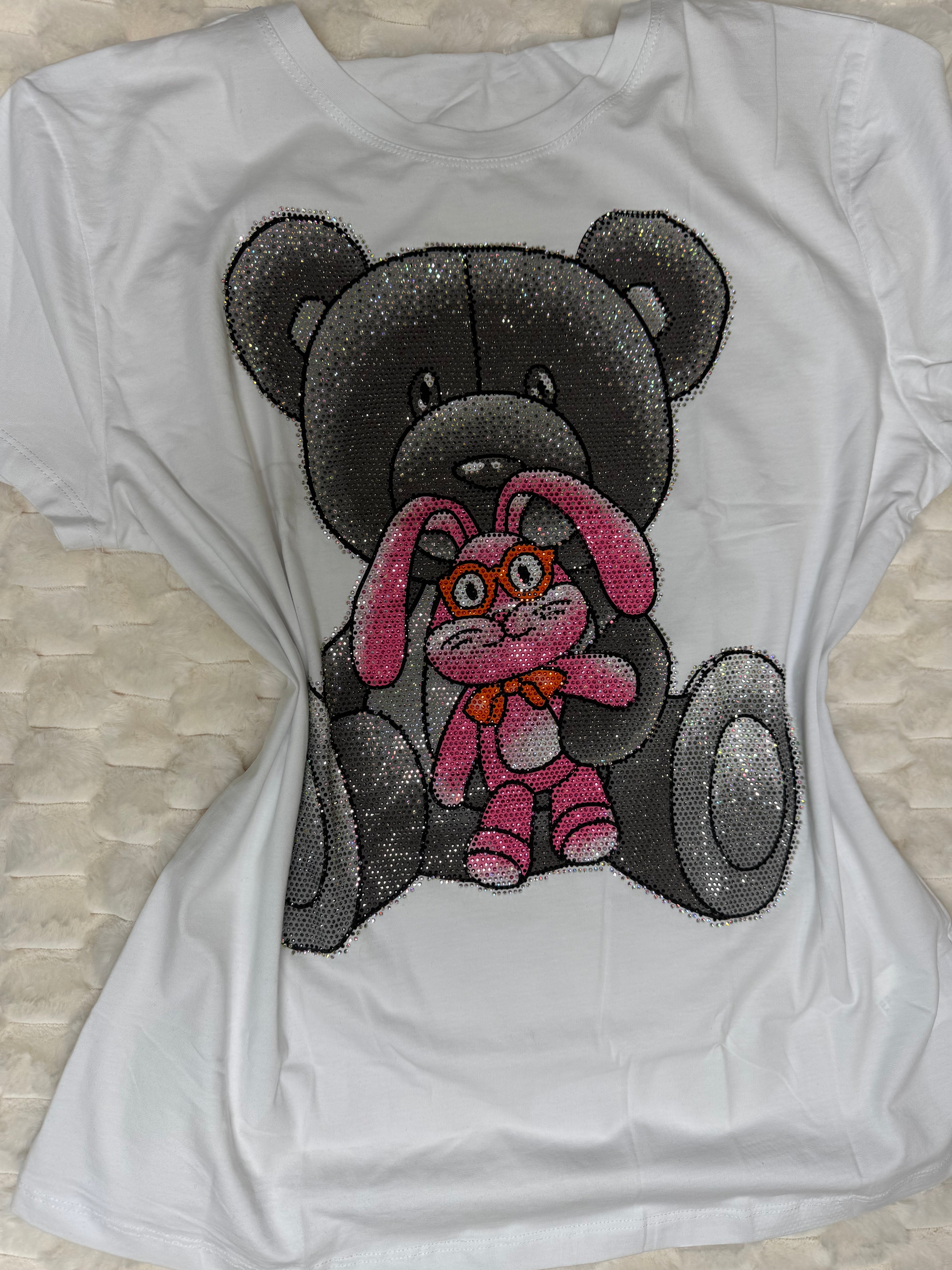 K10010 Cuddle Sparkle Duo Tee – Bear & Bunny Edition with rhinestones