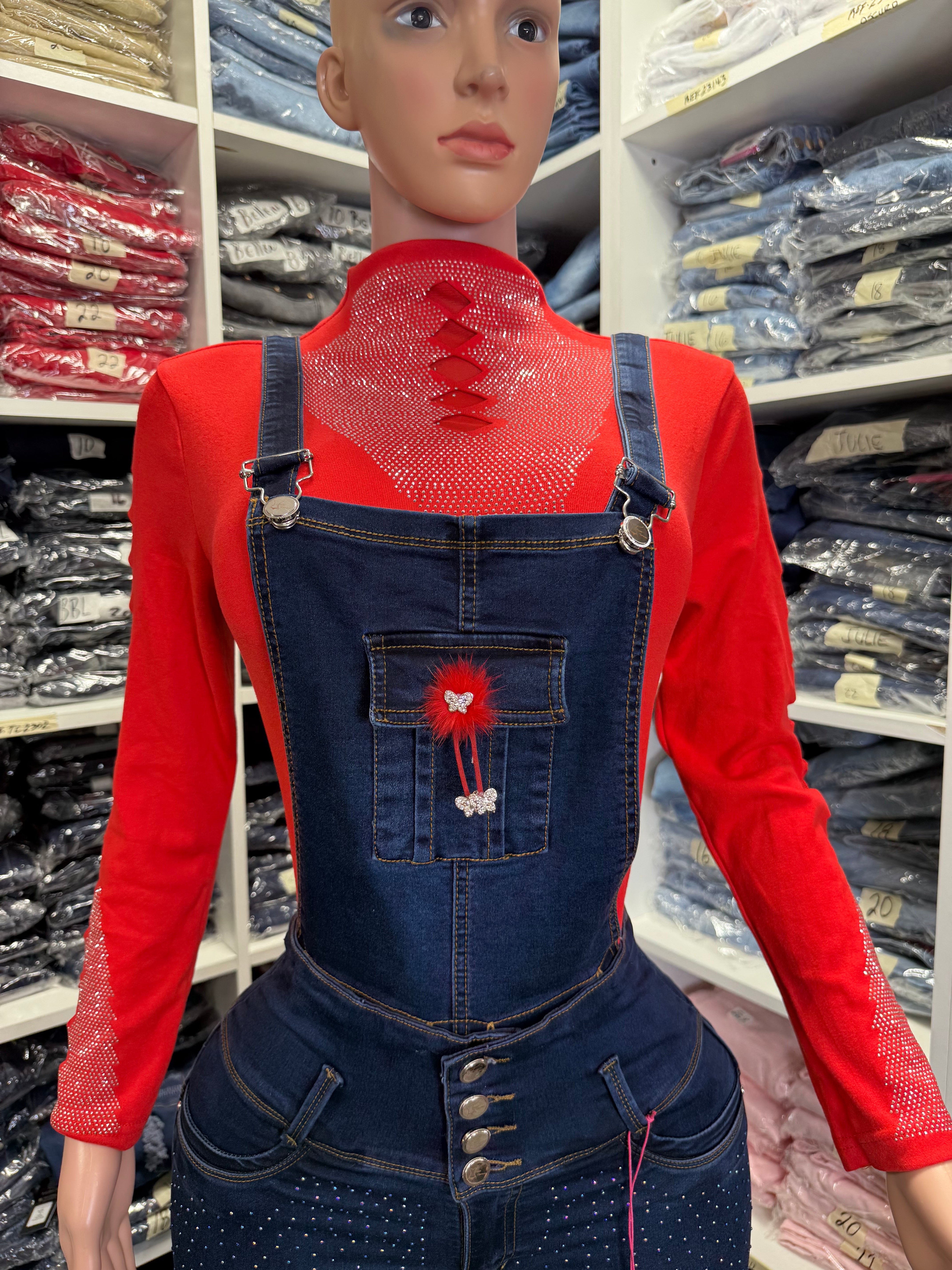 Emma Colombian Jean with internal Girdle Style 360 Overall Design Rhinestones