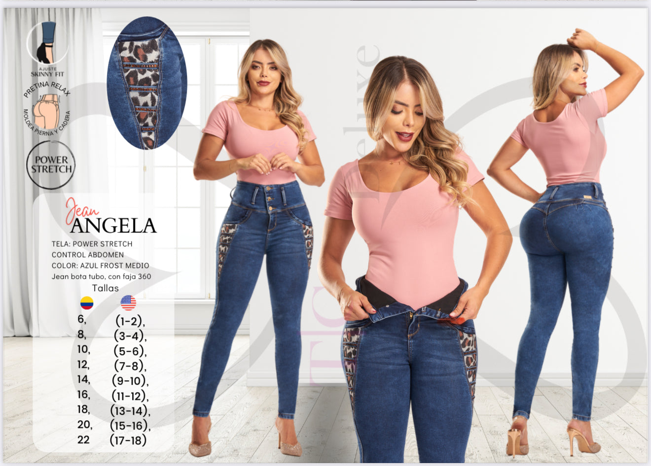 Ángela-AO Colombian Jean with internal girdle style lipo 360