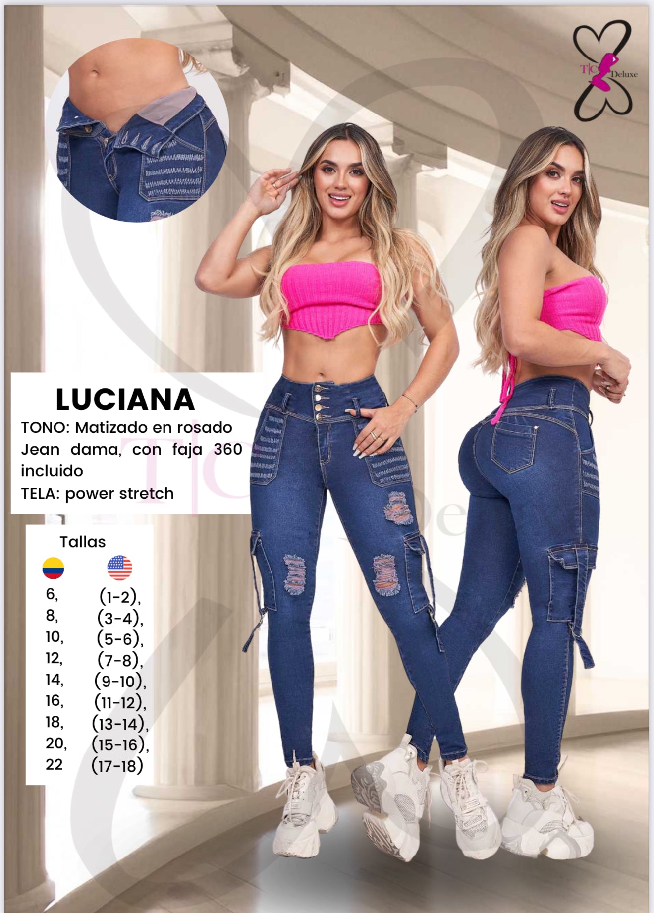 Luciana Azul matiz rosa
