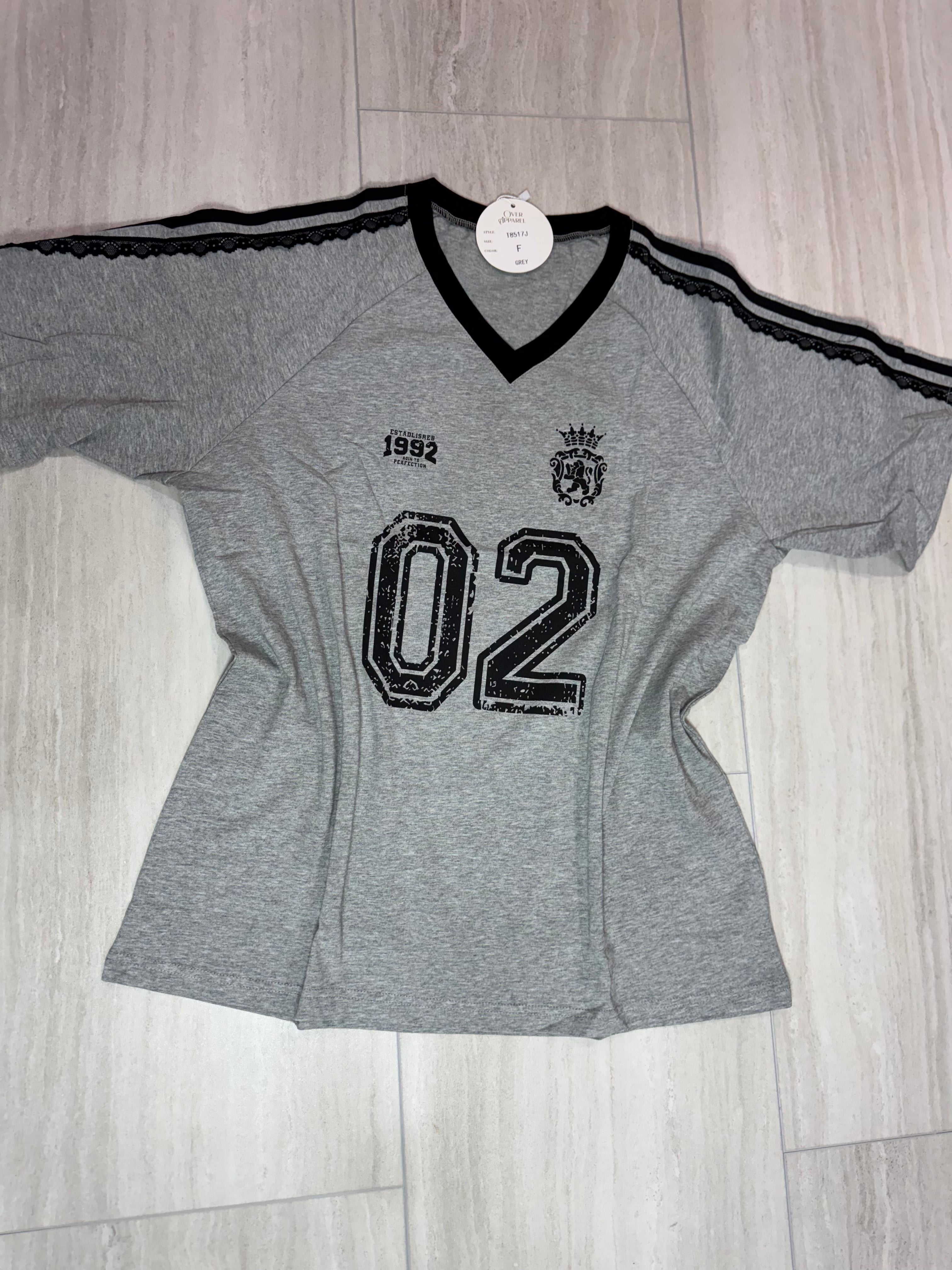 T8512 T shirt with Design “02” Varsity Featuring Numbers