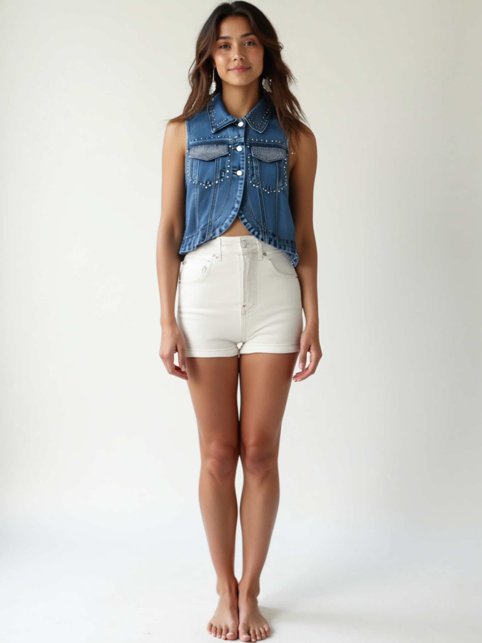 AJ922 Crystal Glow Denim Vest