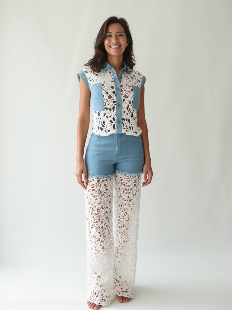 CH3095CC Daisy Daze Denim Lace Set