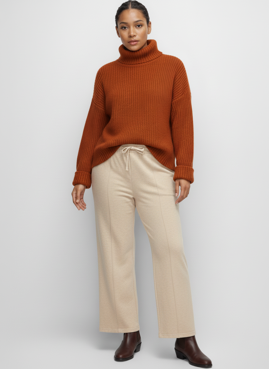 TW4592 Cozy Luxe Wide-Leg Drawstring Pants