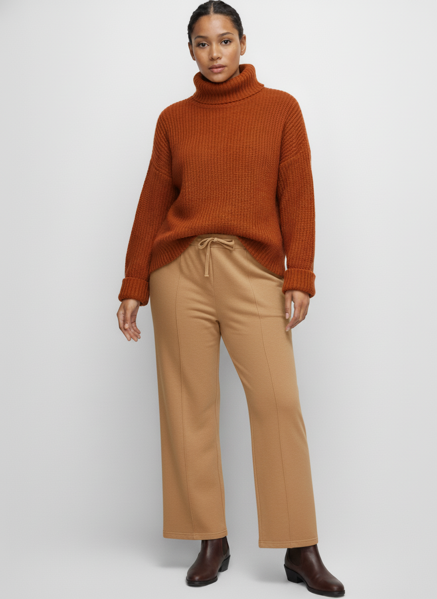 TW4592 Cozy Luxe Wide-Leg Drawstring Pants