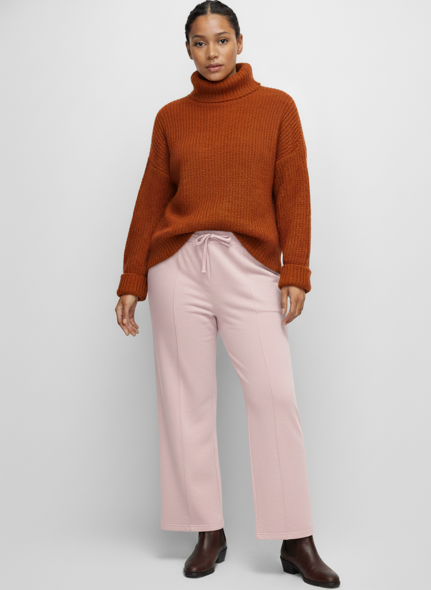 TW4592 Cozy Luxe Wide-Leg Drawstring Pants