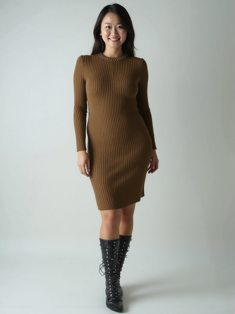 5822 Pearl Luxe Ribbed Dress