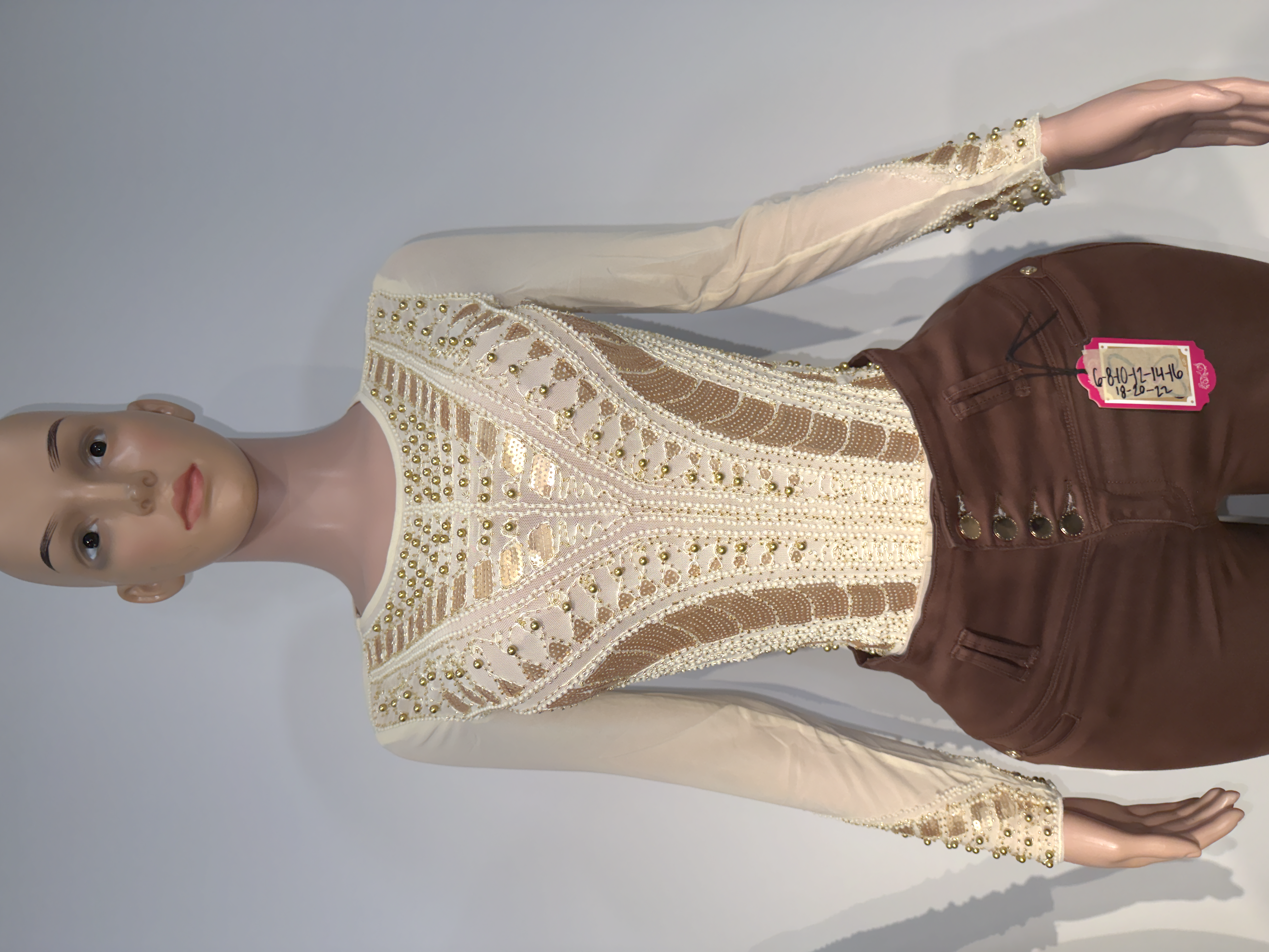 Sleek Comfort Ribbed Bodysuit with pearls