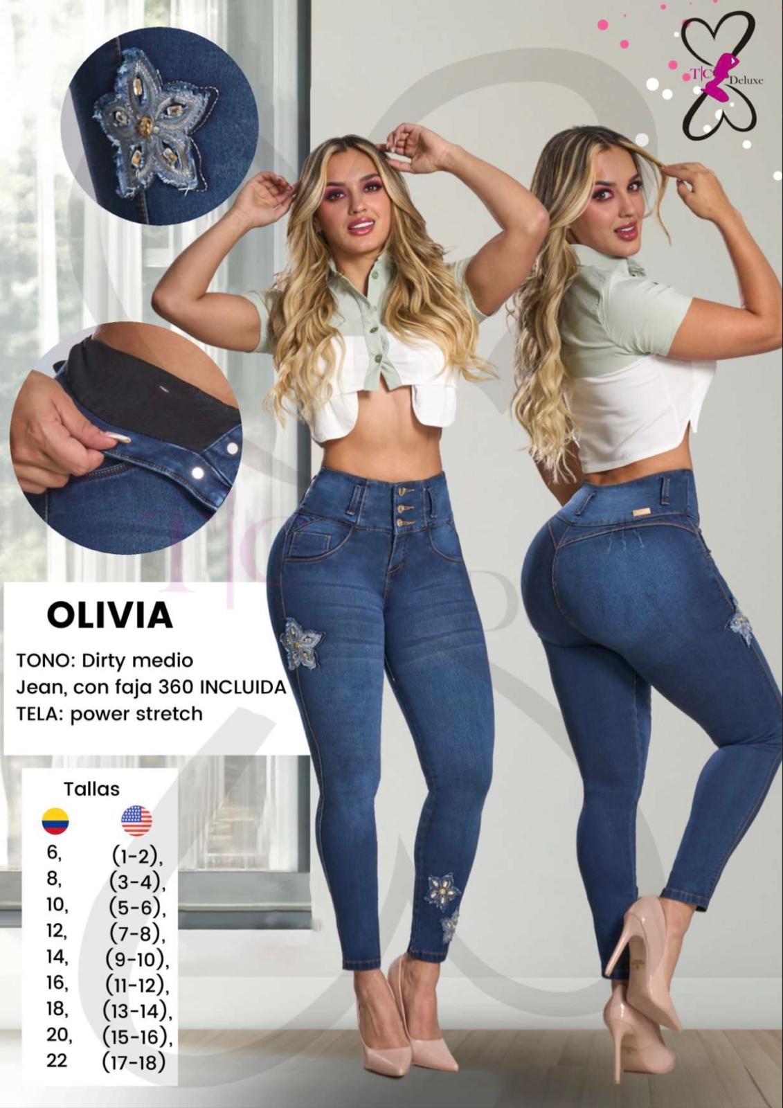 OIivia Colombian Jean with Internal Girdle style 360 star patch design