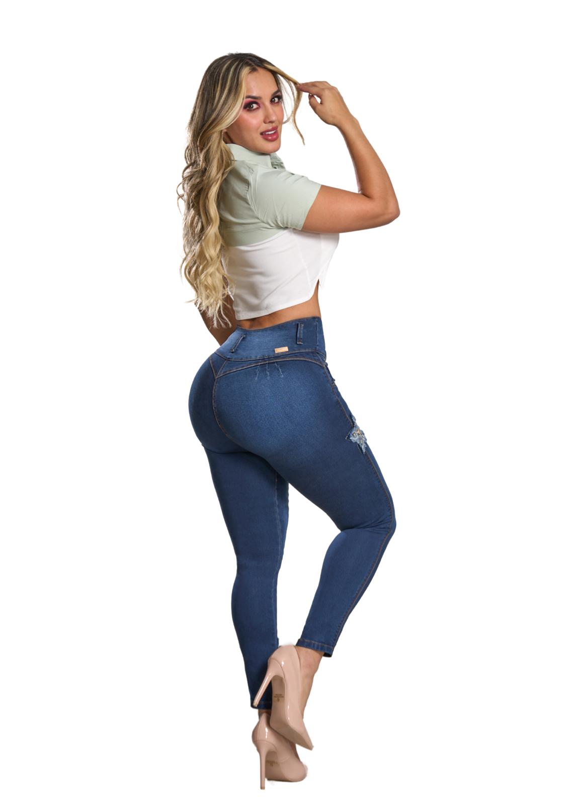OIivia Colombian Jean with Internal Girdle style 360 star patch design