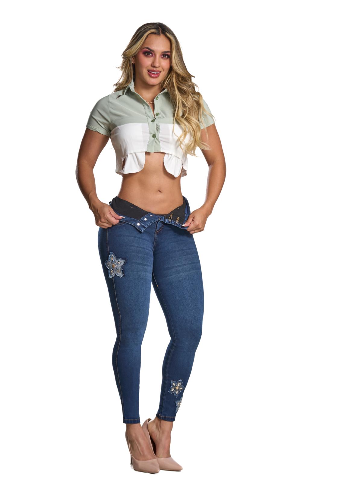 OIivia Colombian Jean with Internal Girdle style 360 star patch design