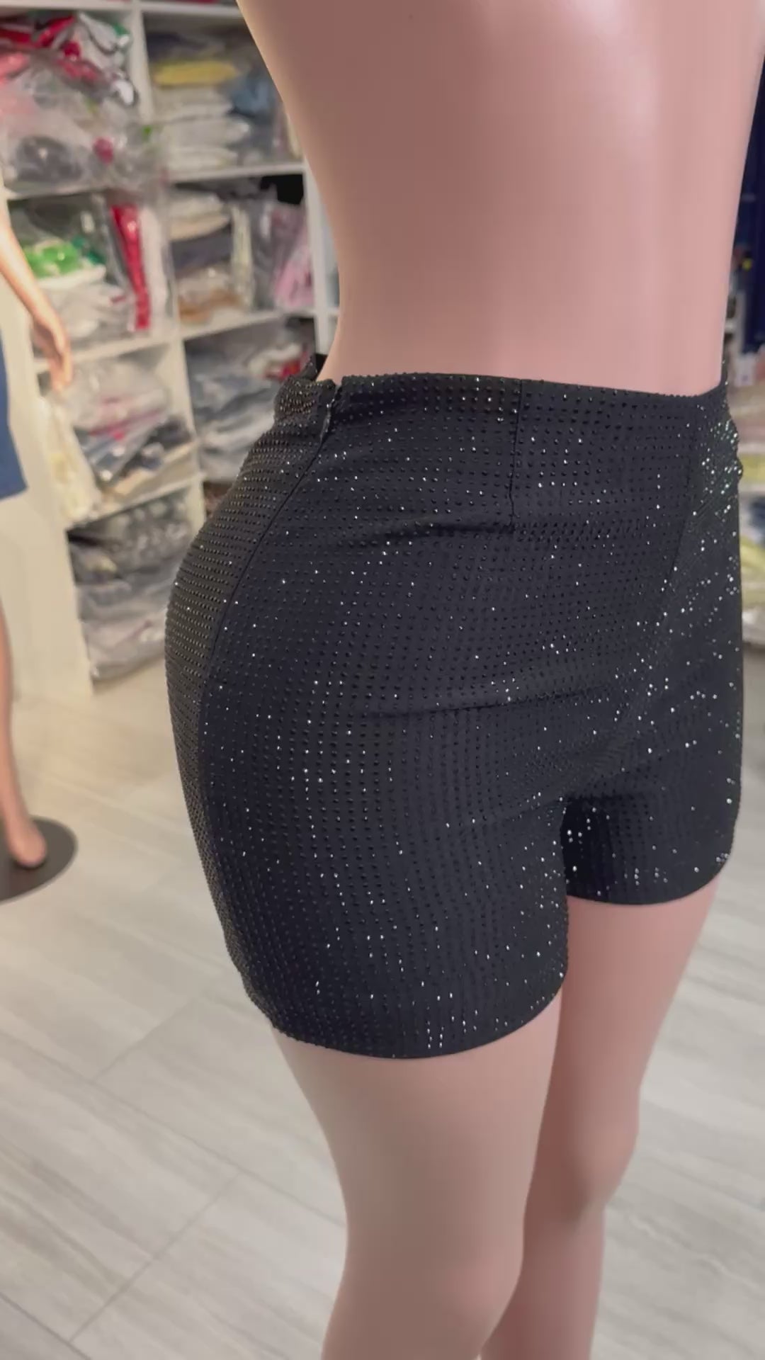 2935 Midnight Sparkle Shorts with rhinestone